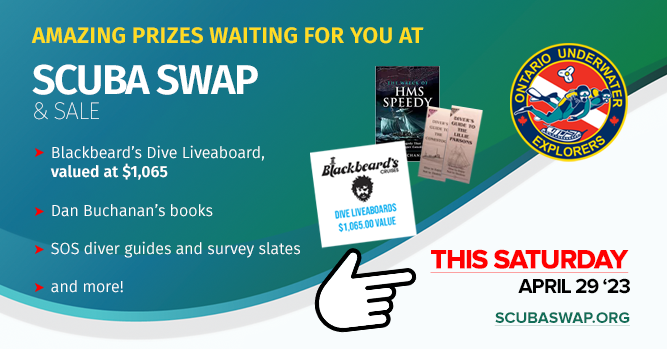 OUEscubaclub's tweet photo. The Swap is 2 DAYS AWAY and we have incredible prizes up for grabs: a $1,065 Blackbeard's Liveaboard certificate, books by Dan Buchanan, goodies from Save Ontario Shipwrecks, and more. #oue #ouescubaswap #torontoevent   #torontoevents #todointoronto #thingstodointoronto #scuba https://t.co/yQXqZ9KNYn