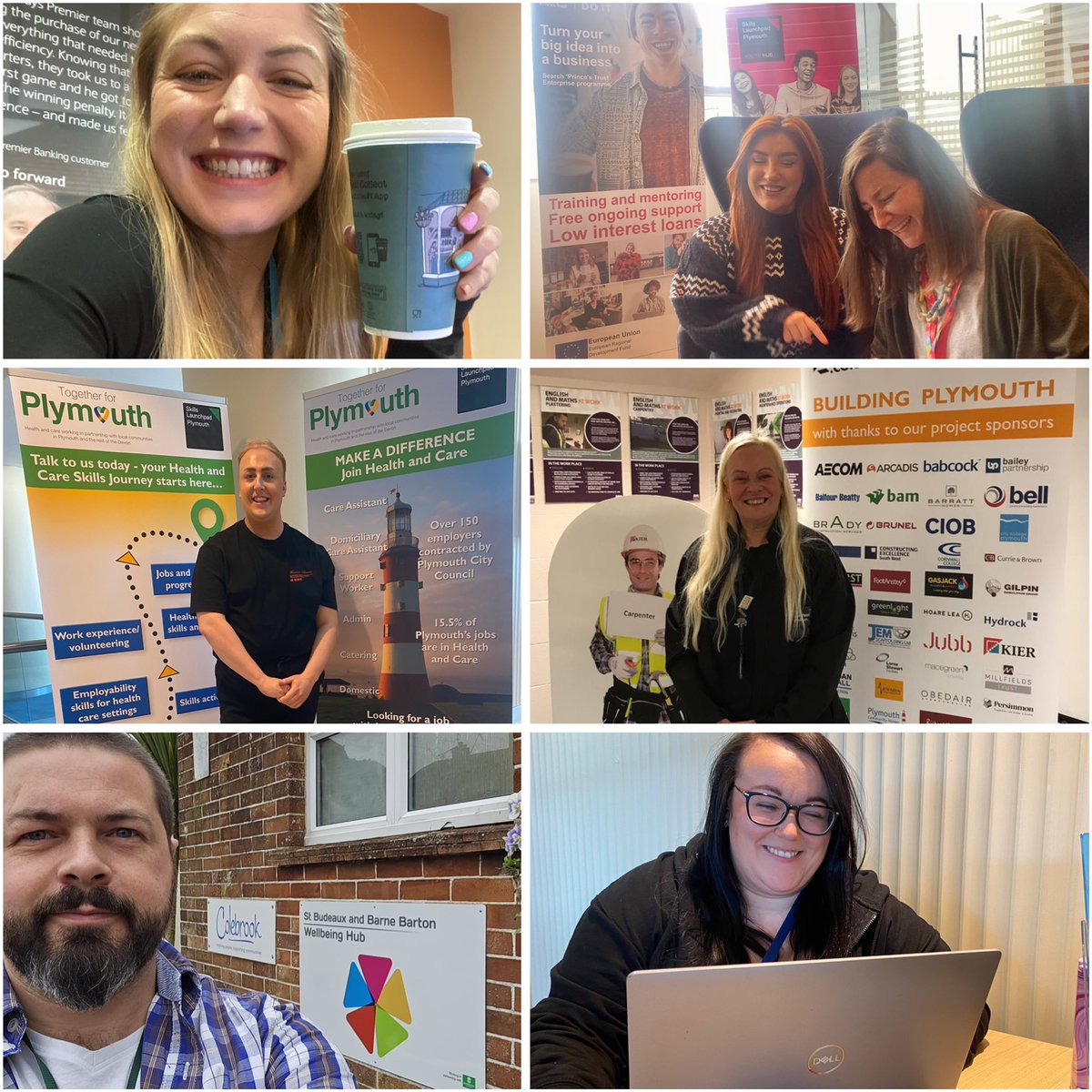 The weather outside is miserable, so here are some smily faces from the Skills Launchpad Plymouth team to brighten your day. Powered by coffee, cookies and a love of helping people even on the gloomiest days 😆 #TeamLaunchpad