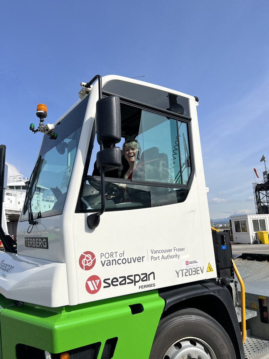 Josie_Osborne's tweet photo. Is EV up to the challenge of medium and heavy-duty trucking? 🚛 
YES! Today @Seaspan is one of 9 companies to receive a total of $17.3 million from the Commercial Vehicle Pilots program to electrify the commercial transport sector! #CleanBC https://t.co/FqTjIZsAAS
