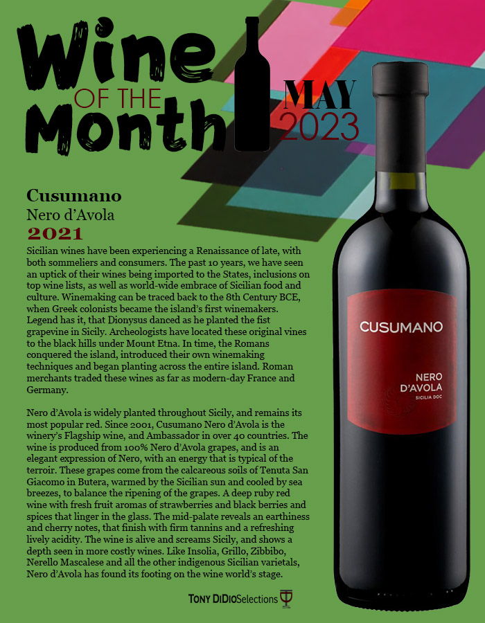 A renaissance wine made with 100% indigenous grapes, our #wine of May is <a href="/cusumanowinery/">Cusumano</a> Nero d'Avola 2021. #italianwine #sicilianwine #winelover