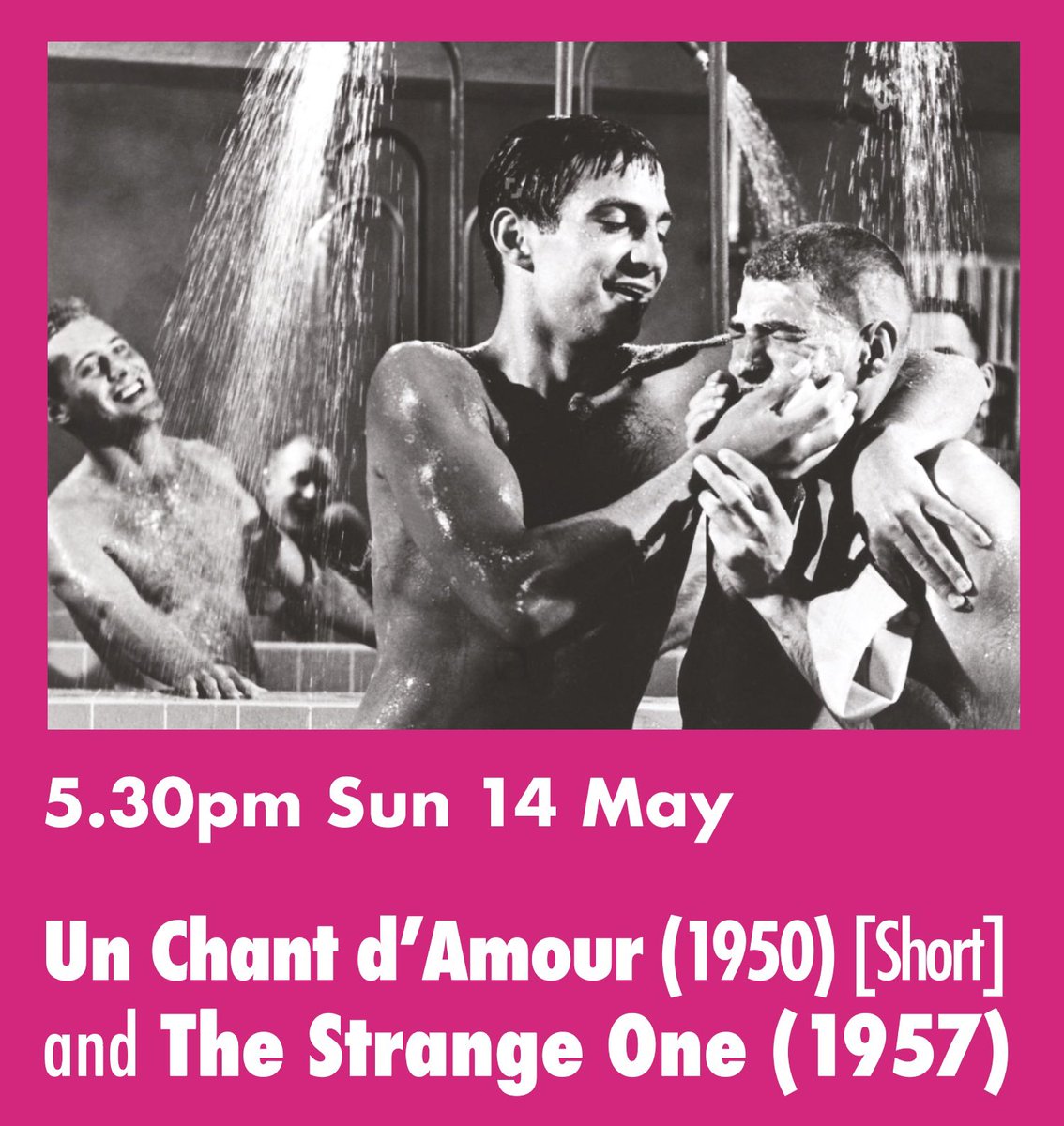 A #homoerotic double bill about repressed #queer desire. In #JeanGenet's ground-breaking UN CHANT D’AMOUR, two prisoners devise an unusual kind of communication. In THE STRANGE ONE, a sadist cadet  (#BenGazzara) bullies vulnerable young men. Tix: tinyurl.com/ymp4d6hr