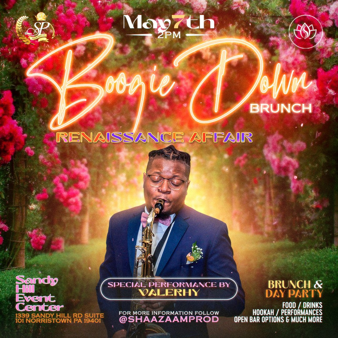 Shaazaam_'s tweet photo. Introducing Mr Suave himself Valerhy will be greeting you at the door early on at the brunch may 7th and later performing 🎷 🔥🔥
.
Please don't wait to get your tickets and be on time ‼️ you won't want to miss this 💯💯
.
May 7th WE BRUNCH 😋 🥂 #boogieDownBrunchPHL #BDA23 https://t.co/r2PrXxZD4h