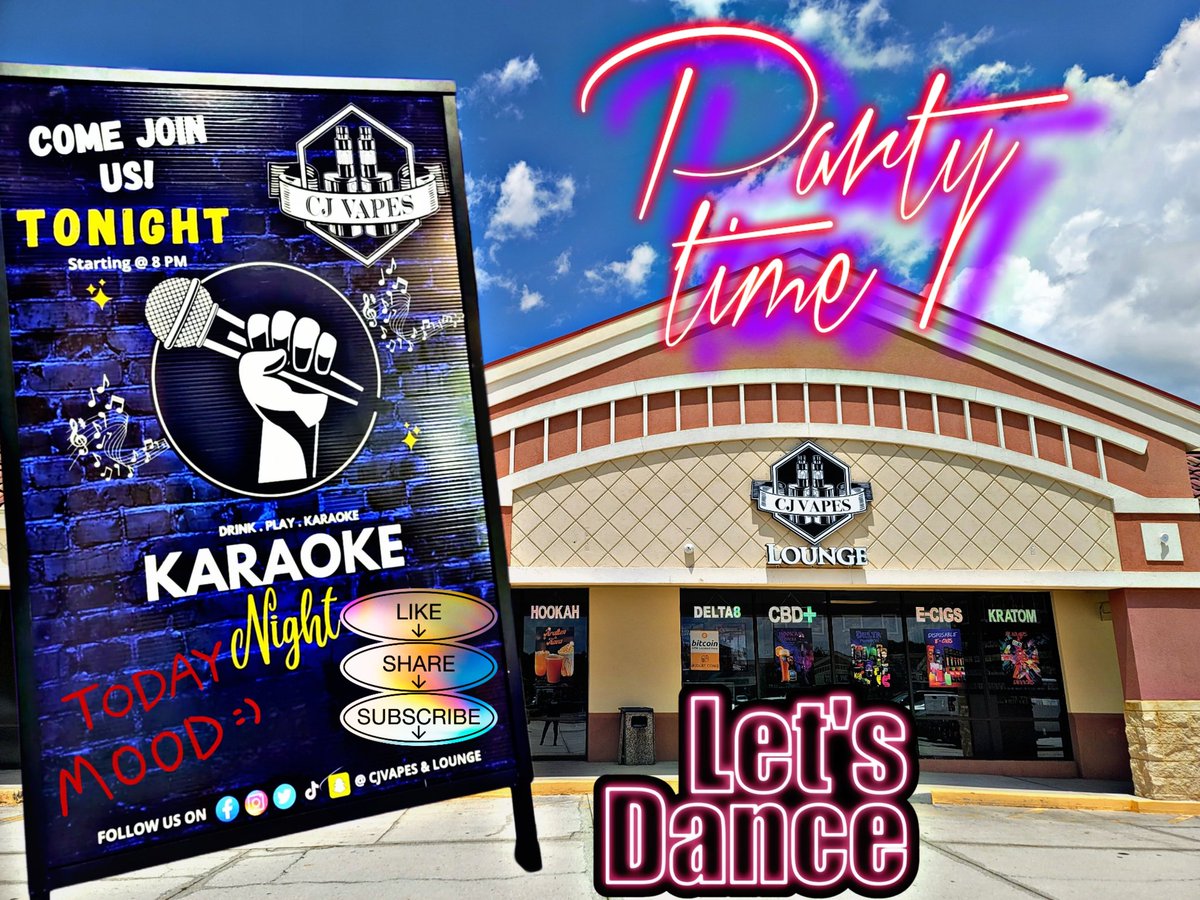 VapesCj's tweet photo. You already know what time it is‼️ 
Karaoke Thursday 🎤 🎵 🎶 
Come sing your heart out! ❤️ 
#karaokenight #KaraokeThursdays #supportsmallbusiness #shoplocal #tampabay #fyp https://t.co/jico1jI9OY