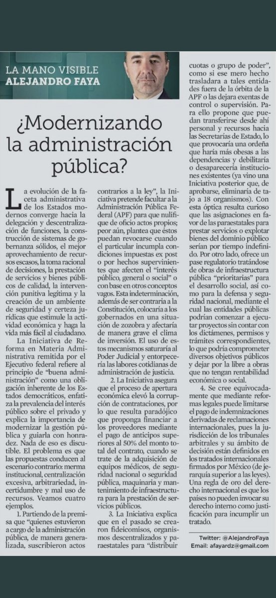 Mi columna en @reformanegocios sobre la iniciativa de reforma administrativa. Gran regresión.