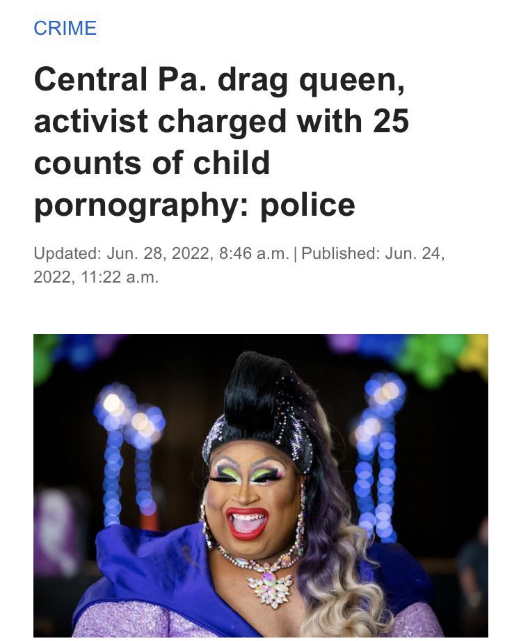 ThisIsMarsella's tweet image. “Activista Drag queen acusada de 25 cargos de pornografía infantil: policía”

Luego dicen que los conservas somos unos exagerados intolerantes.