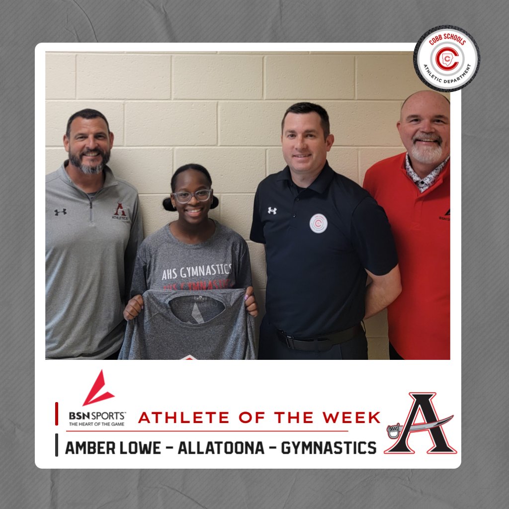 CCSD_AD's tweet photo. Congrats to this week's @CCSD_AD female AOTW! Amber Lowe of @toona_athletics @toonagymnastics 
recently scored a perfect 10.0 on Vault at the GHSA state championship meet to win an induvial state title!  Thanks to @BSNSPORTS_GA for sponsoring our award! @cobb_sports @CobbSchools https://t.co/ou2c1IRvFi