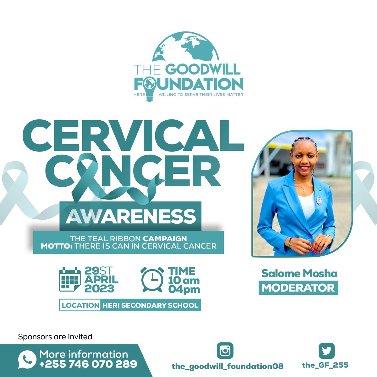 The_GF_255's tweet photo. THE TEAL RIBBON CAMPAIGN ni kampeni inayolenga kuelimisha watu juu ya saratani ya shingo ya kizazi na jinsi ya kuzuia na kupambana nayo.

KARIBU TUJUMUIKE PAMOJA KATIKA KAMPENI HII PALE HERI SECONDARY SCHOOL SIKU YA JUMAMOSI 29.04.2023

#ThereIsCanInCervicalCancer
#HeriSecSchool https://t.co/EglFe0xp1K