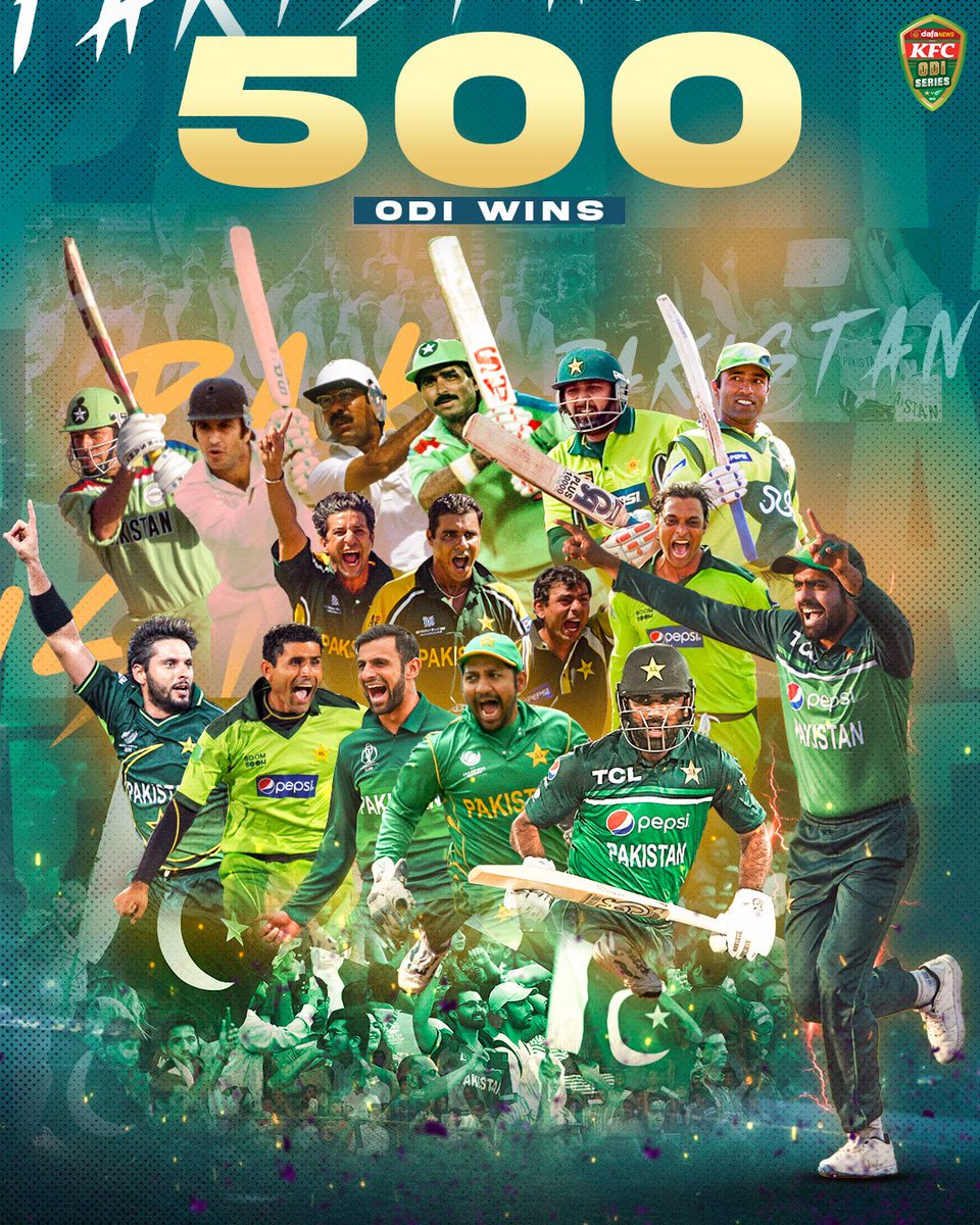 TheRealPCB's tweet photo. 5️⃣0️⃣0️⃣ ODI wins recorded 🇵🇰💚

#PAKvNZ | #CricketMubarak https://t.co/hdDZp2NhDc