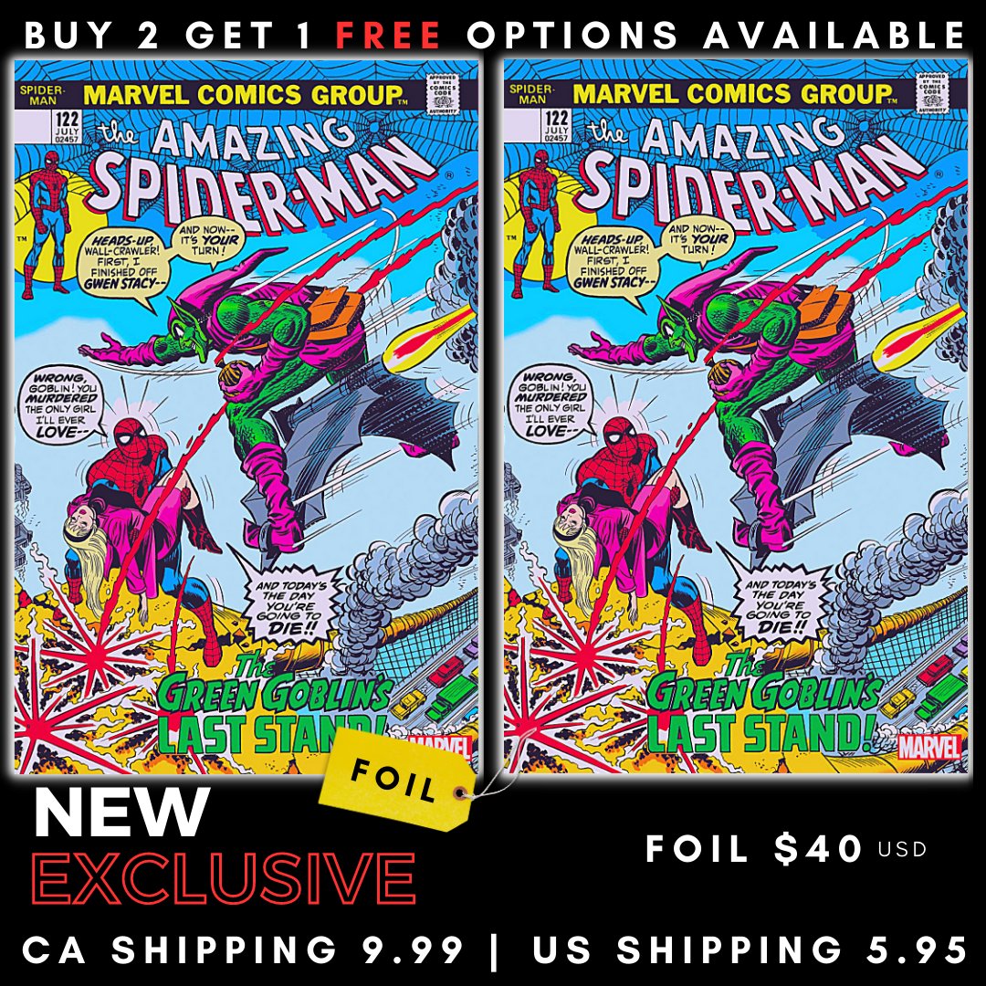 AMAZING SPIDER-MAN 122 FOIL EXCLUSIVE FACSIMLE! GOES LIVE TONIGHT AT 4PM MST!! WE WILL HAVE A VERY LIMITED AMOUNT AVAILABLE GET THEM WHILE THEY LAST AT nerdpharmaceuticals.ca #NERDPHARMA #COMICS #MARVEL #FOILEXCLUSIVE