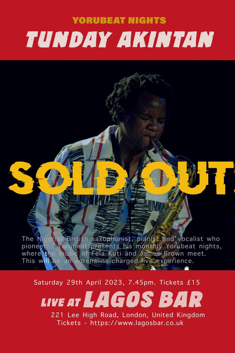 lagos_bar's tweet photo. Thank you 🙏🏿 SOLD OUT!!!

https://t.co/CFT3QhgJoT

#tundayakintan #yorubeat https://t.co/FmeAqnoBTO