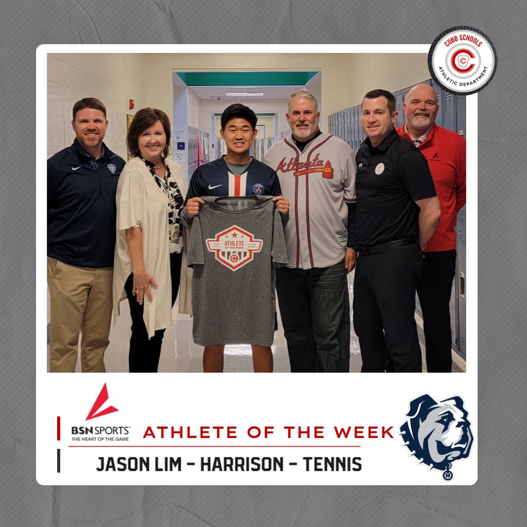 CCSD_AD's tweet photo. Congrats to this week's @CCSD_AD male Athlete of the Week! Jason Lim of @HHSHoyaSports @hoyatenniscoach has led the Hoyas all season and has not lost a set in the first 2 rounds of the state playoffs! Thanks to @BSNSPORTS_GA for sponsoring our award! @cobb_sports @CobbSchools https://t.co/Nm5yUfpRnk