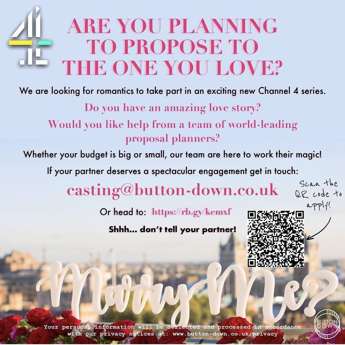 Are you planning to propose to the one you love? (Or know someone who is?)
Let us help you, as part of a new <a href="/Channel4/">Channel 4</a> show! ♥️