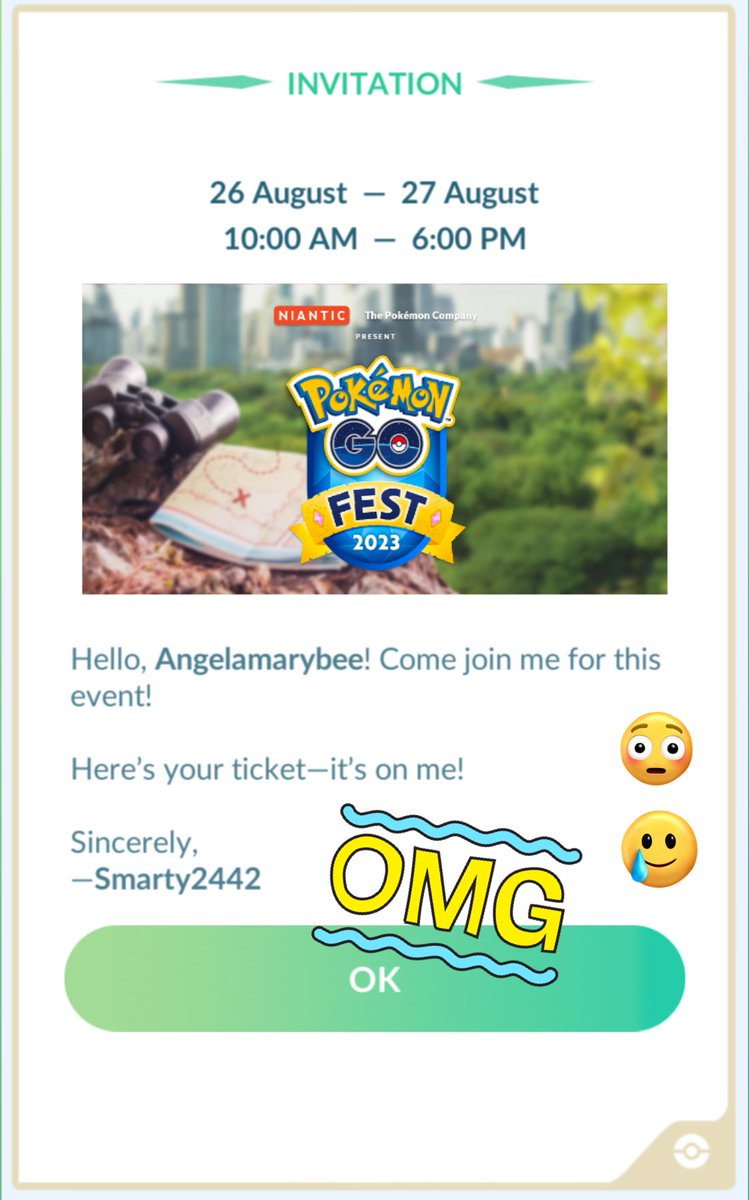 AngelaMaryBee's tweet image. Huuuuge #ThankYou to @Smarty2442 for gifting me the #PokemonGOFest ticket 🥹🤗🫶🏻🙏🏻

That’s a lot of ca$h, man.😳 Thank you so much!! 🥹🥰 YOU really didn’t have to do this!! Thank you my amazing, beautiful friend. 🙏🏻🙏🏻 #shook #PokemonGo #PokemonGoFriends 💌