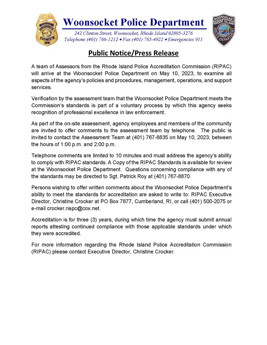 Woonsocket Police tweet media