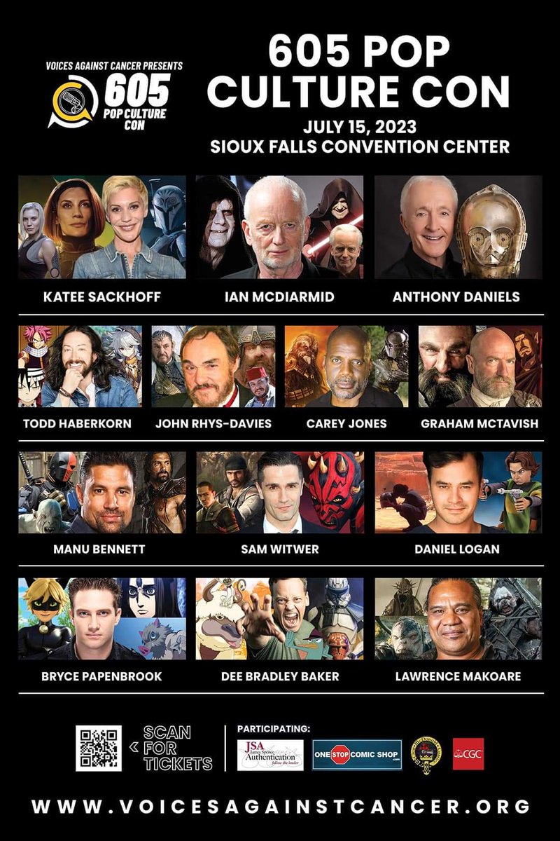 #voicesagainstcancer #605popculturecon #pediatriccancerresearch #StarWars #Mandalorian #lordoftherings #thehobbit #anime #Arrowverse #AttackOnTitan #BattlestarGalactica #PREDATOR #IndianaJones5 #Outlander #HouseOfTheDragonHBO #TheWitcher #CloneWars 
Can't wait! @voicesvscancer