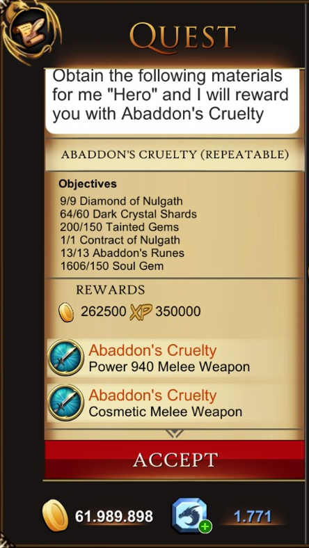 #AbaddonsCruelty Done successfully.
#EventNulgath
#AQ3D
