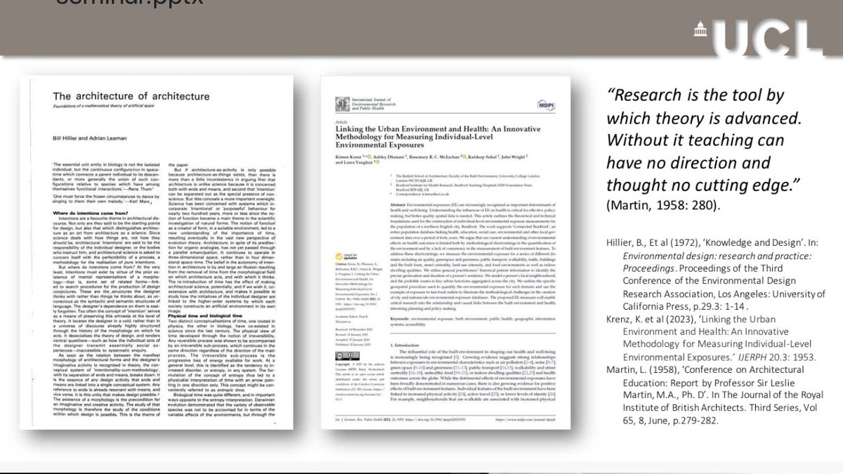 Prof Laura Vaughan (@urban_formation) on Twitter photo <a href="/MichalGatMorad/">Dr. Michal Gath-Morad</a> <a href="/KoenSteemers/">Koen Steemers</a> <a href="/KimonKrenz/">Dr Kimon Krenz</a> <a href="/spacesyntax/">Spatial Research</a> <a href="/TheBartlettUCL/">The Bartlett</a> <a href="/MartinCentreCAM/">TheMartinCentre</a> We're excited to visit! The #SpaceSyntax Lab and <a href="/MartinCentreCAM/">TheMartinCentre</a> are practically twins: both founded in 1968.
We open with a quote from Leslie Martin: "Research is the tool by which theory is advanced. Without it teaching can have no direction and thought no cutting edge." <a href="/MichalGatMorad/">Dr. Michal Gath-Morad</a> <a href="/KoenSteemers/">Koen Steemers</a> <a href="/KimonKrenz/">Dr Kimon Krenz</a> <a href="/spacesyntax/">Spatial Research</a> <a href="/TheBartlettUCL/">The Bartlett</a> <a href="/MartinCentreCAM/">TheMartinCentre</a> We're excited to visit! The #SpaceSyntax Lab and <a href="/MartinCentreCAM/">TheMartinCentre</a> are practically twins: both founded in 1968.
We open with a quote from Leslie Martin: "Research is the tool by which theory is advanced. Without it teaching can have no direction and thought no cutting edge."