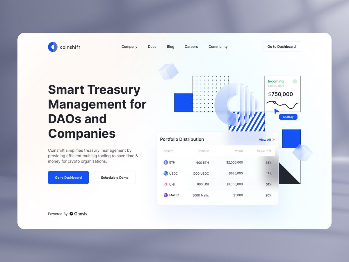 DemyanchukArt's tweet photo. Hey guys! Let us show you some concepts we made for https://t.co/IBB3iH4I8p.
Coinshift simplifies treasury management by providing efficient multisigma tools to save time and money for cryptocurrency organizations.
@0xCoinshift
#dailyui #designyourwebsite #designtrends https://t.co/j7YUCMqJSO