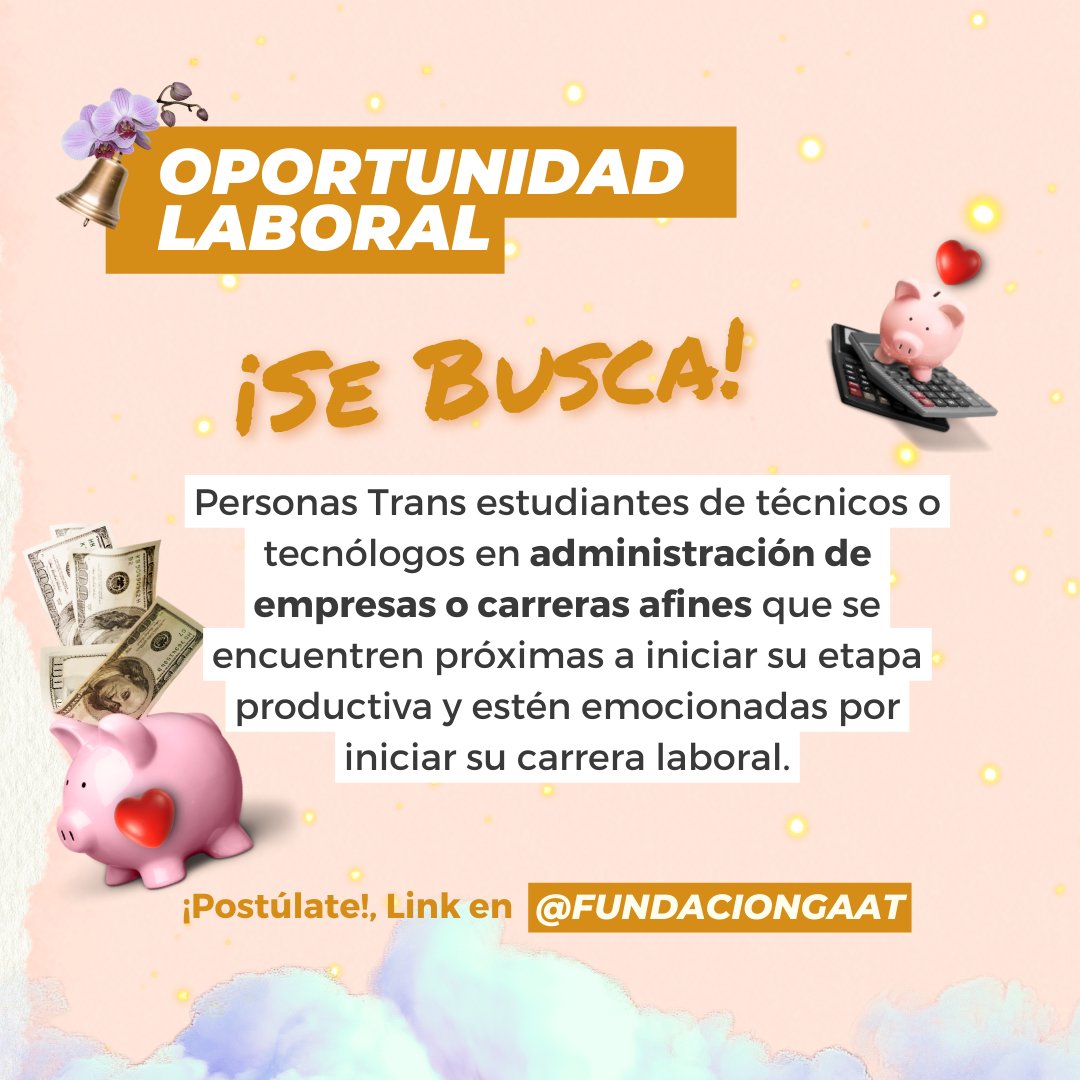 FundacionGAAT's tweet photo. ✨ OPORTUNIDAD LABORAL ✨
Si estas terminando un técnico o tecnólogo en administración de empresas o carreras afines y ya estás buscando iniciar en el mercado laboral ésta convocatoria es para ti. 🍀
Postúlate aquí https://t.co/GF17xZjc29
¡Comparte!
#TalentoTrans https://t.co/L1mYguBr9c