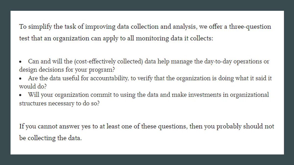 DaveEvansPhD's tweet photo. 3 questions to inform whether your organization should be collecting a particular piece of data

https://t.co/yRRa3EFFqh from @MaryKayGugerty &amp; @DeanKarlan in @SSIReview https://t.co/rKzoMYIjhH