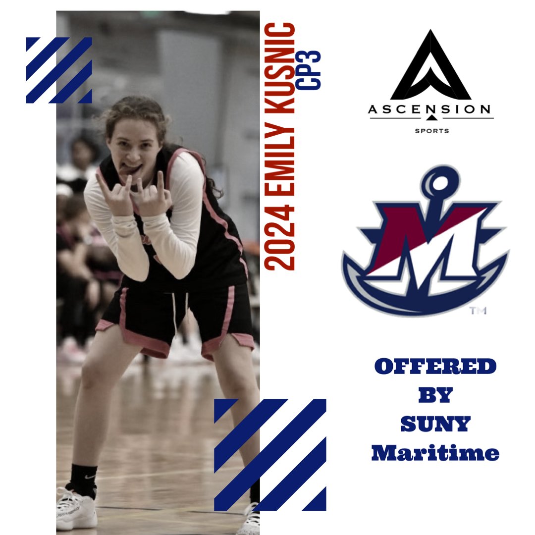 AscensionSport1's tweet photo. Congratulations to Ascension Sports 2024 PG Emily Kusnic/ CP3  on her offer from SUNY Maritime. #KeepAscending #ProgramChangerz #NoStudentLoans https://t.co/lyWL628Uqx