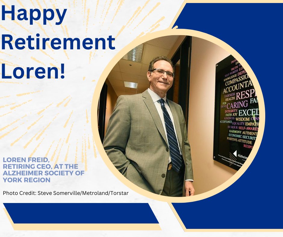 ASYork1's tweet image. Please join us in wishing Loren a happy retirement.
Tomorrow is Loren's last day at As York. The team at AS York thank you, Loren for all your work over the past 15 years to support families impacted by dementia in York Region. Wishing you to very best in your next adventure.