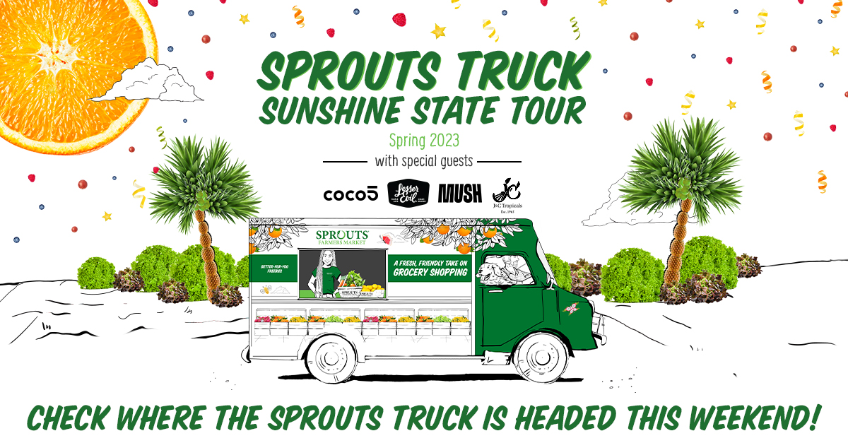 The Sprouts truck is rollin' through FL again! Click the link below to see where we will be this weekend so you can enjoy free Sprouts swag and delicious samples! Where do you want to see #SproutsOnTour next? sprouts.com/sprouts-on-tou…