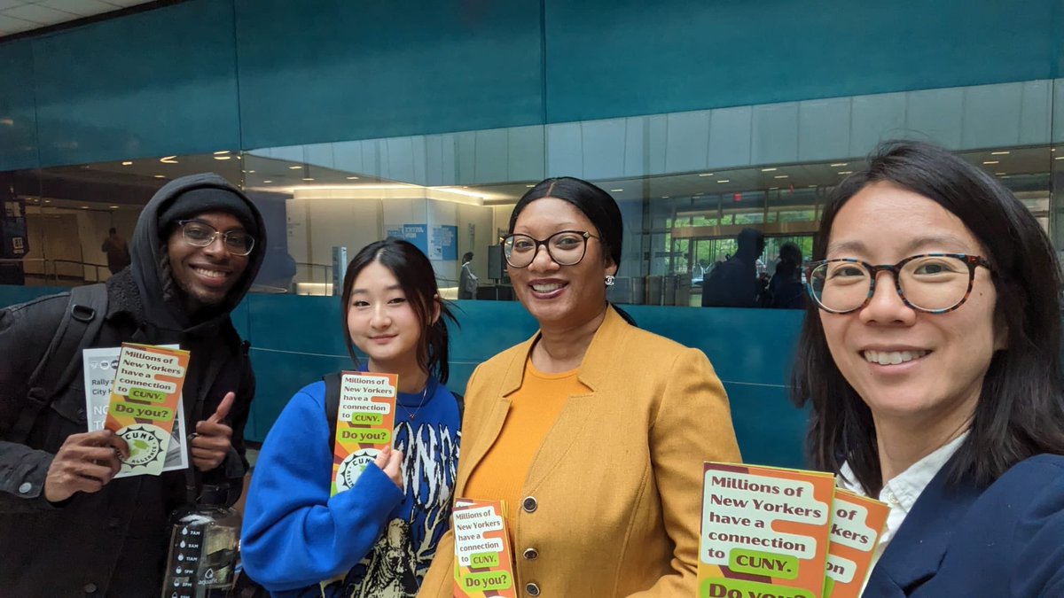 CUNYRising's tweet photo. CRA Liaisons at John Jay canvassing students about Mayor Adamโs budget cuts to CUNY and the rally on May 11th at City Hall! Great job Liaisons! #CampusLiaisons #CareNotCuts #FundCUNY #HiringFreeze #ServiceCuts @PSC_CUNY @AFTunion https://t.co/Tpa47SNZCI