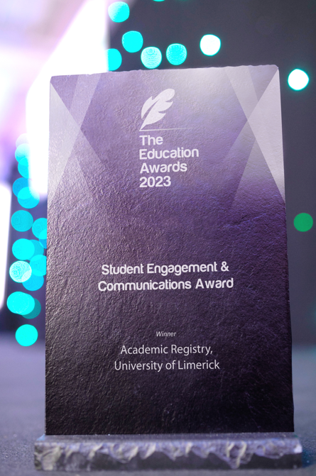 EDUAwardsIRL's tweet photo. Congratulations to Academic Registry, @ul on winning the Student Engagement & Communications Award! #EducationAwardsIRL https://t.co/xpCINbVDzh