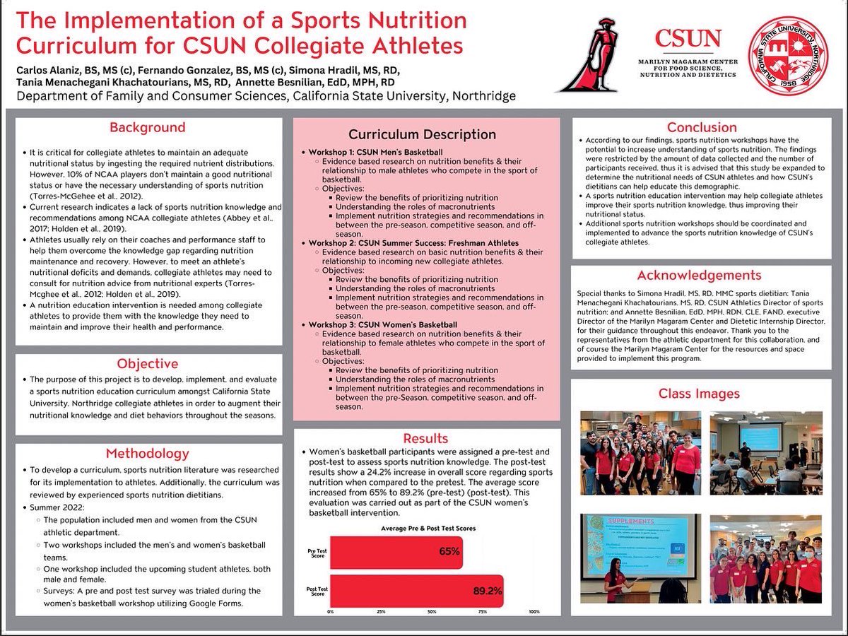 Last week at #csunposium showcasing the impact of sports nutrition curriculum among CSUN collegiate athletes. Great job to the dietetic interns and thank you <a href="/MagaramCenter/">Marilyn Magaram Center</a> for the collaboration on this project!