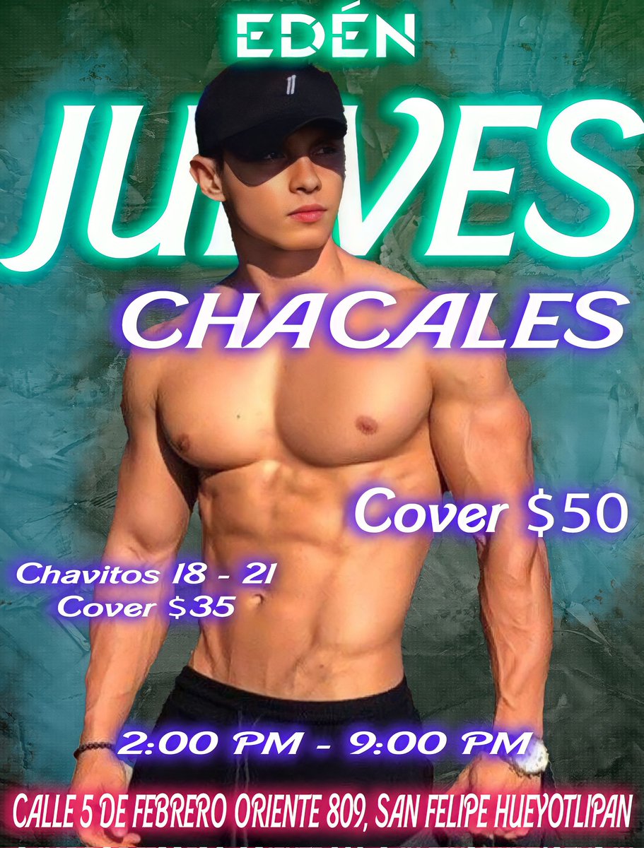 BaulNorte's tweet photo. EDÉN TE INVITA AL JUEVES DE CHACALES

CALLE 5 DE FEBRERO ORIENTE 809 SAN FELIPE HUEYOTLIPAN PUEBLA

SERVICIO DESDE LAS 2PM HASTA LAS 9PM

WHATSAPP 2228408840

COVER $50

PROMO EN CHELITAS DESDE $15 PESITOS 🤤 https://t.co/oIdMJIOTe7