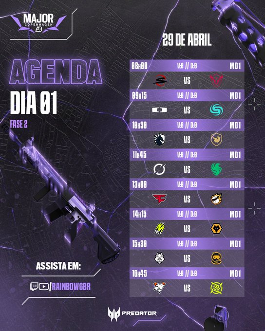 Agenda do dia 01 da fase 02. Imagem: Divulgação