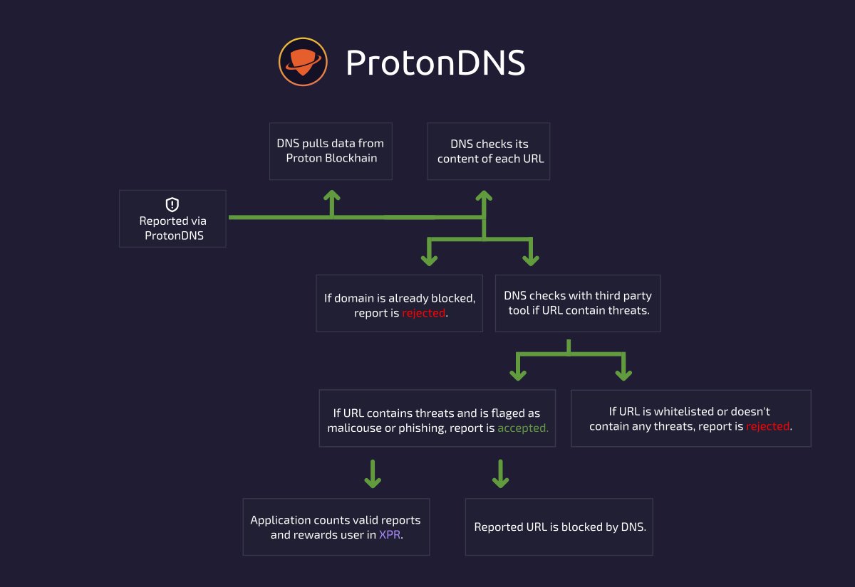 alvosec's tweet image. 📢 Despite the difficulty of the task, we successfully completed a functional test version of our new report system. Here is a full process of how @ProtonDNS report works, and how users will be rewarded with $XPR. The functions operate automatically on a 24-hour cycle.