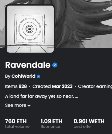 ashrobin's tweet photo. That moment when @Crypto_Elite1 pinged @kantolabs about Ravendale as it was minting at 0.01928 and now it's at 1.09 ETH floor

Doesn't matter what the market is we're still crushing it

If you want to join an active group that is always working here ya go https://t.co/YR4wMjhog4 https://t.co/hHKe1DKzPp