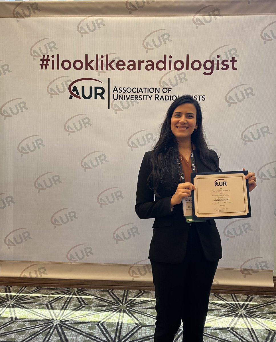 Congratulations to our incoming R1 <a href="/YaleRadRes/">Yale Radiology Residents</a>, <a href="/EbrahimianShadi/">Shadi Ebrahimian</a>, for her 1st place trainee prize at @AURtweet! Setting the standards high for our incoming <a href="/YaleRadiology/">Yale Department of Radiology & Biomedical Imaging</a> class! #AUR23 #ilooklikearadiologist 🥇🥇🥇