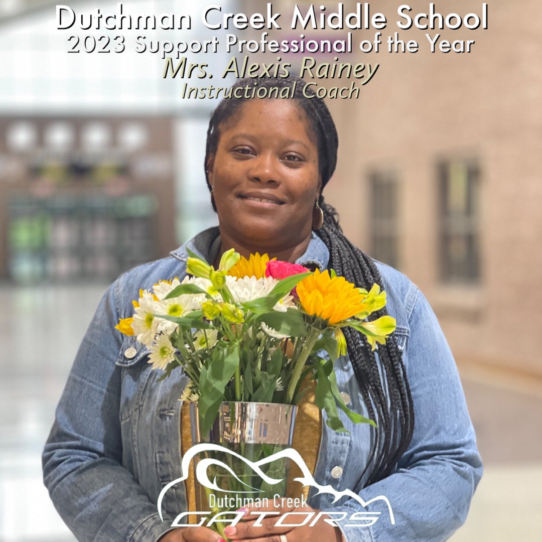 DutchmanCreekMS's tweet photo. 🗣 CONGRATULATIONS, Mrs. Rainey!!!! #GoGators💚🖤🐊 https://t.co/8AUv4tGZOa