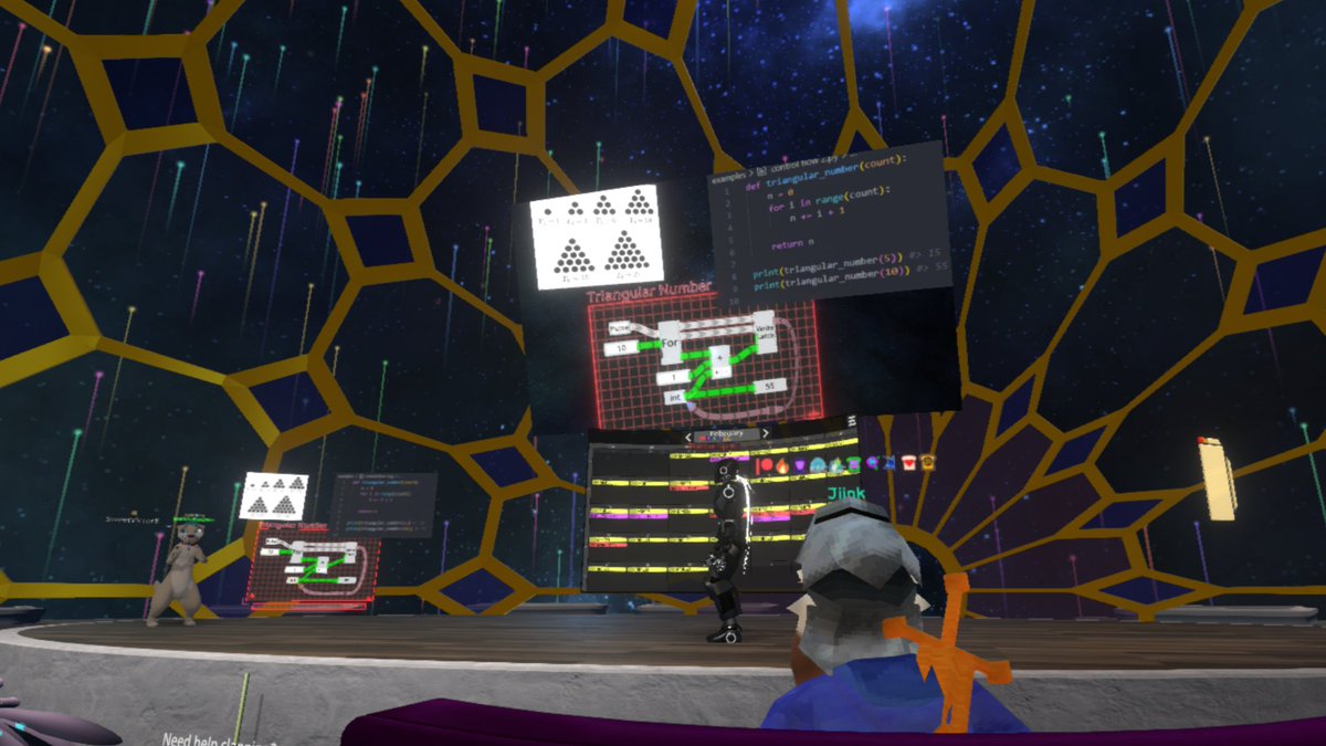 MarindaBotha6's tweet photo. Another wonderful #MMC23MakerTalk in @neos_vr directed by the amazing @jasonmo_ and technical crew😎They are doing several of these and you learn so much about the unique features of creation that are only available to you in VR 🔥🔥🔥 #EducationInVR #NeosVR #MMC23 https://t.co/DTP8Mngg3t