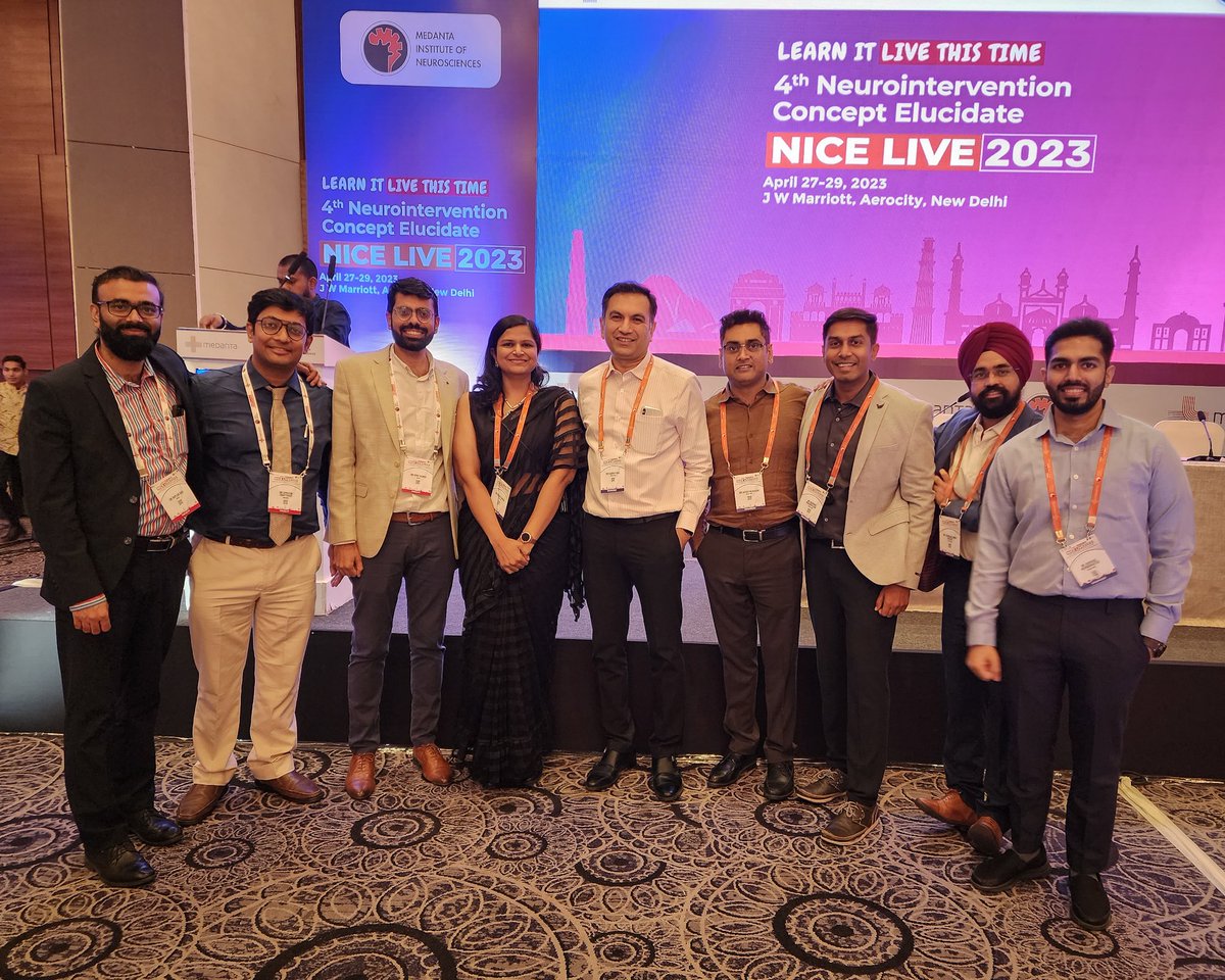 Day 1 @Nicelive2023 was phenomenal.
Exciting stroke discussions and mind-blowing live #neurointervention cases from across world.
Our proud #organizingteam post sessions!
All ready for #DAY2

#NICELive2023
#INR
#medanta
#India <a href="/drgauravgoel27/">Gaurav Goel</a> <a href="/mandaarw/">Mandar Waghralkar, MD DM FINR</a> <a href="/singh_trimaan/">Trimaan Singh</a> <a href="/Anshu__444/">Anshu Mahajan MD, DM, FINR</a>