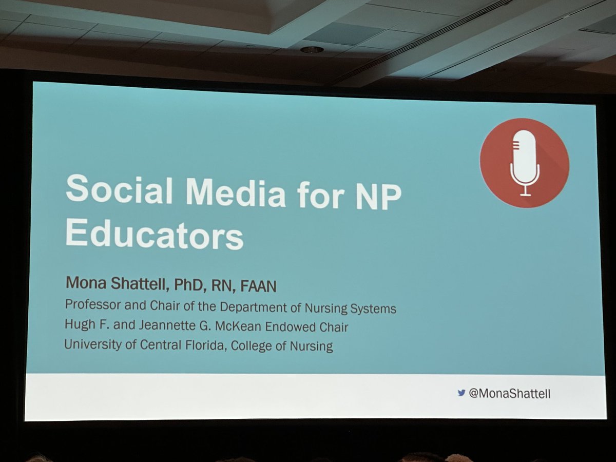 SherryGPhD's tweet photo. Social Media for NP Educators. Thank you ⁦@MonaShattell⁩ #NONPFAC23 ⁦@NONPF⁩ #NP #nurseeducation https://t.co/dHPxQkvWAf