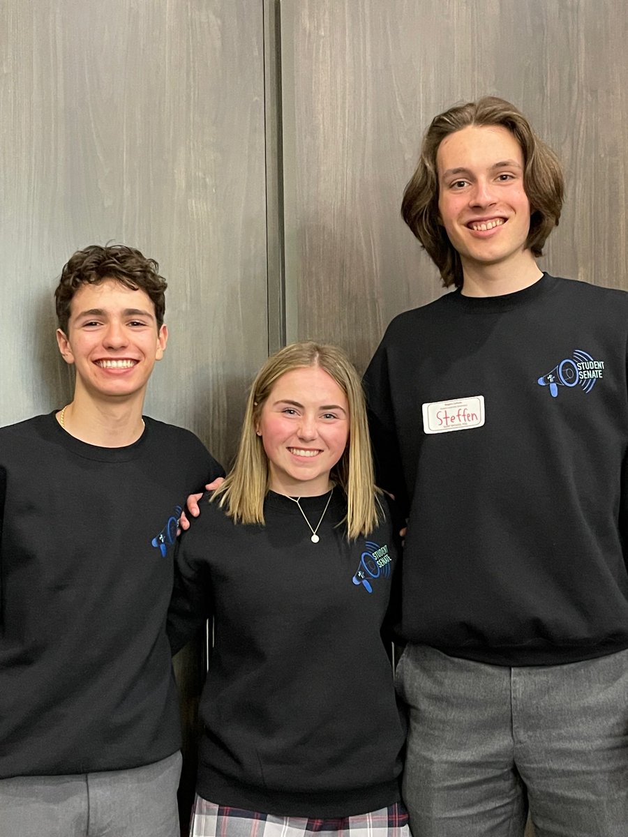 niagaracatholic's tweet photo. Congratulations to @ndcollegeschool Gr. 11 student Emilio Geremia, who takes over for Steffen Zylstra as Co-Chair of Student Senate and Student Trustee for 2023-24, and Maliah Paul and Noah Wallace, our new Elementary Student Senators. 👏👏👏 @Camillocipriano @OSTAAECO https://t.co/DxChhPvvuw