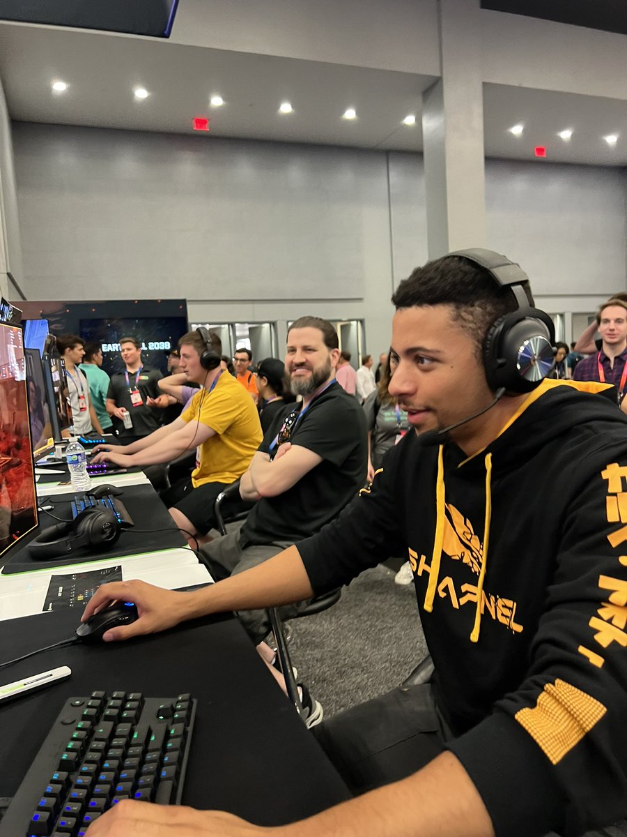 playSHRAPNEL's tweet photo. Ok ok it’s @Myth_ at the @playSHRAPNEL booth here @consensus2023!!! https://t.co/s2E2dTNtYO