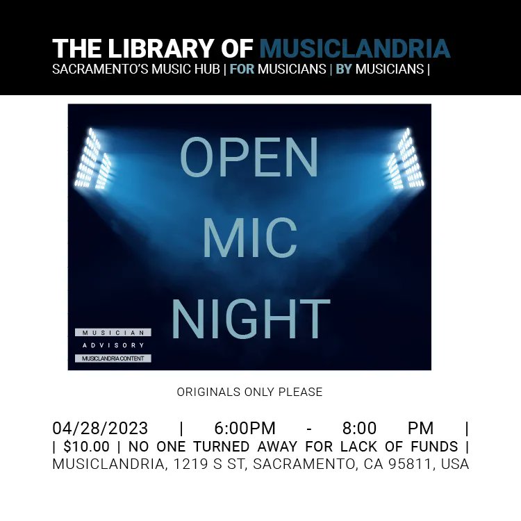 MusicLandria's tweet photo. Get your vocals ready! Practice your jazz hands! It's Open Mic Night tomorrow! See you there... or should I say HEAR you there! HAHA! https://t.co/luls1j9prC