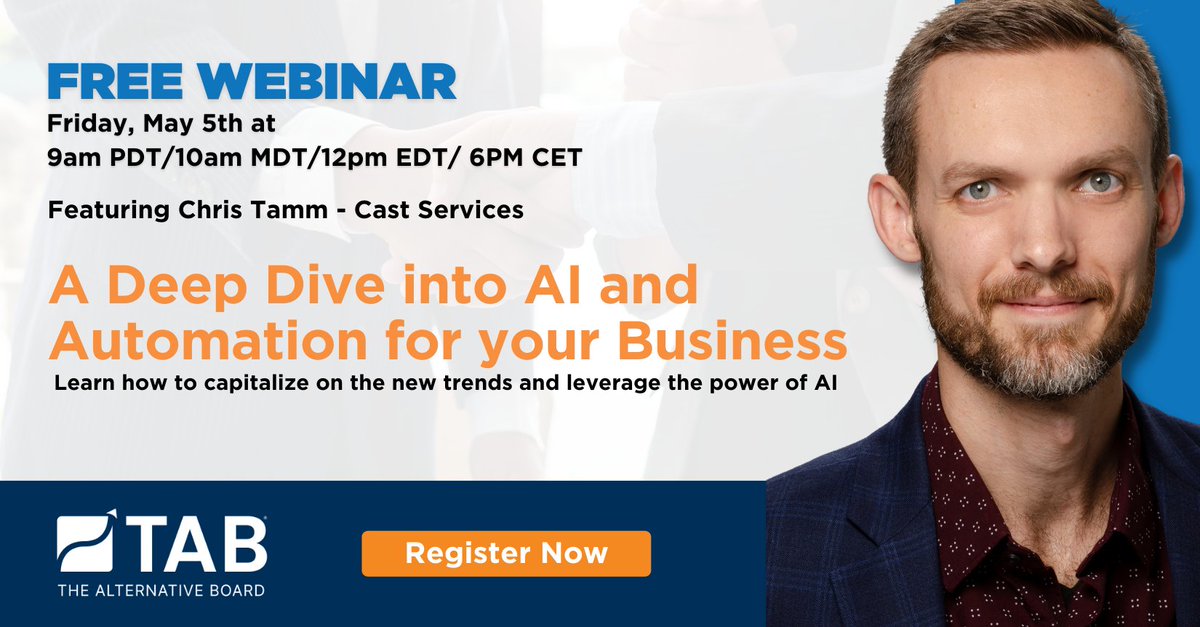 hertzarik's tweet photo. #RT @TAB_Boards: Come learn about how to effectively use ChatGPT and other AI-enabled technologies in your business, with Chris Tamm! You don't want to miss out!

Register today!

https://t.co/eC3EWFXpwY
 
Tags: #tabboards #freewebinar #ChatGPT #AItools https://t.co/anu0CP5Atg