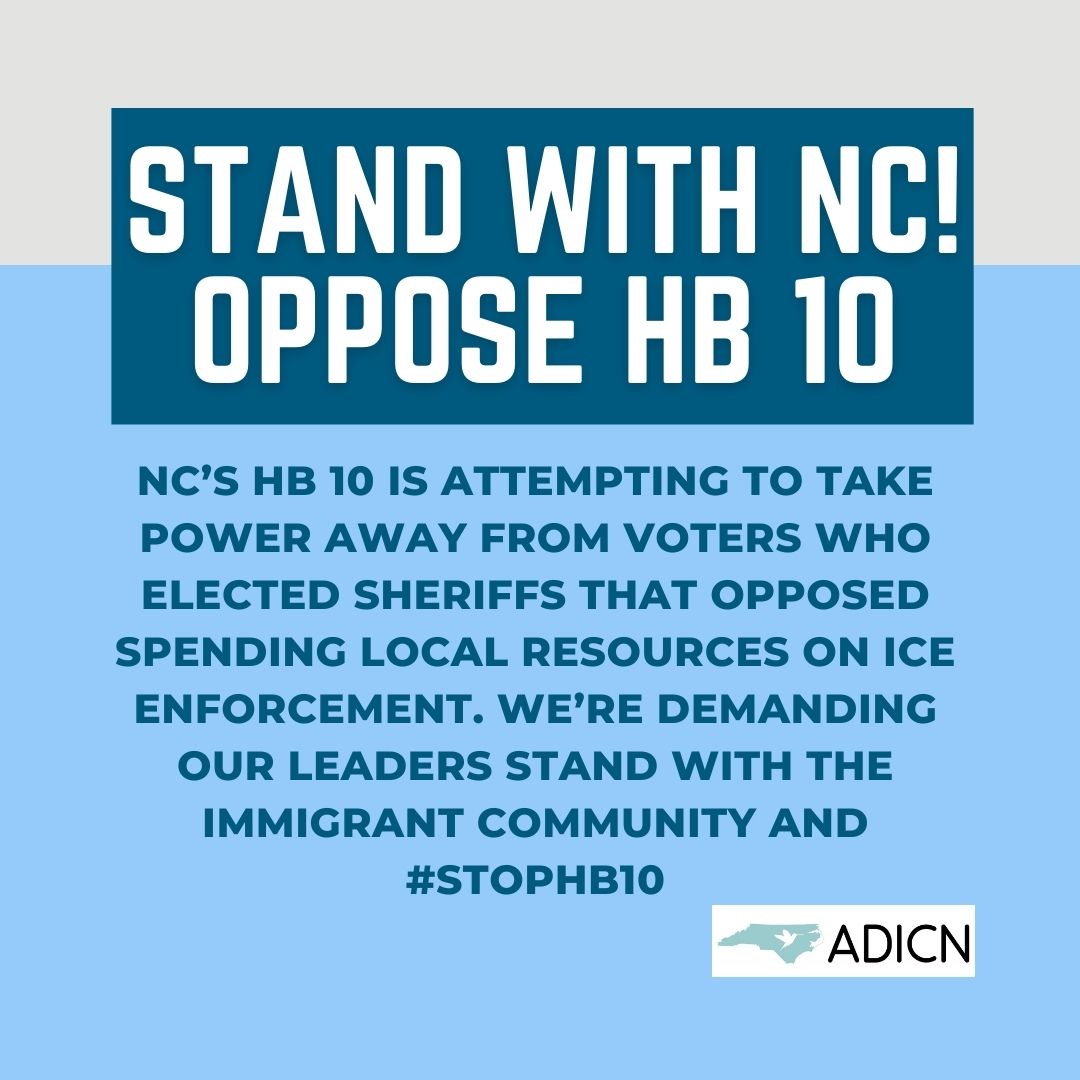 ACLU_NC's tweet photo. HB10 is the latest attempt to separate NC’s immigrant families. Instead of wasting limited resources on detaining and separating families, the #ncga should be investing in schools, infrastructure, and making sure all families have what they need to thrive. #StopHB10 https://t.co/DBuzkM1NdL