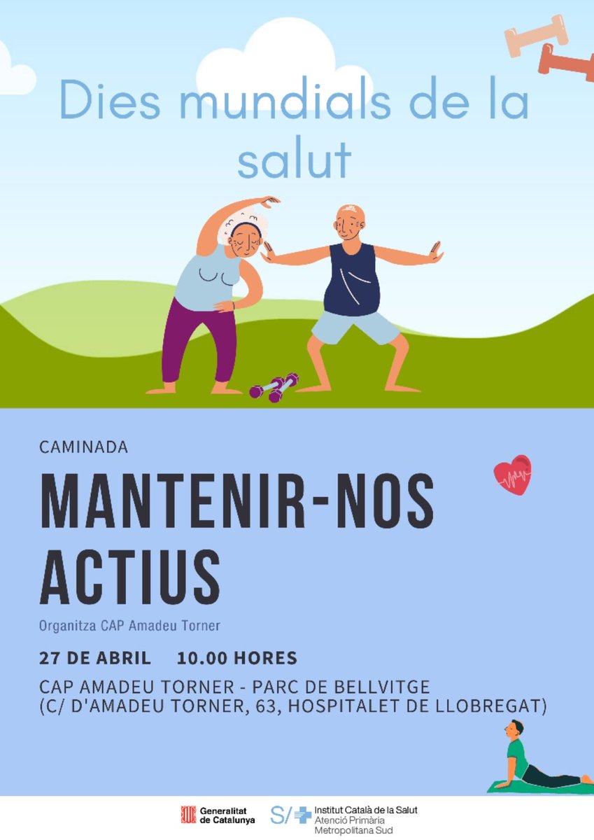 CapAmadeu's tweet photo. Dins de les Jornades Mundials de Salut , l'equip de comunitària liderat pel fisioterapeuta i les companyes EIR han realitzat una activitat física amb diversos pacients.
Felicitats a tots els que ho heu fet possible
@LHSalut @icscat @drivillafrias @cio_1974 https://t.co/nbVt5YHVwb