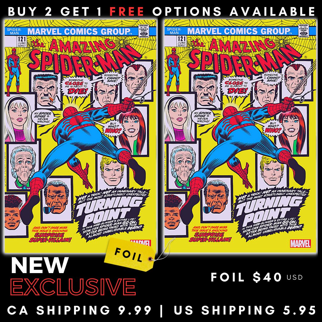 AMAZING SPIDER-MAN 121 FOIL EXCLUSIVE FACSIMLE! GOES LIVE TONIGHT AT 4PM MST!! WE WILL HAVE A VERY LIMITED AMOUNT AVAILABLE GET THEM WHILE THEY LAST AT nerdpharmaceuticals.ca #NERDPHARMA #COMICS #MARVEL #FOILEXCLUSIVE