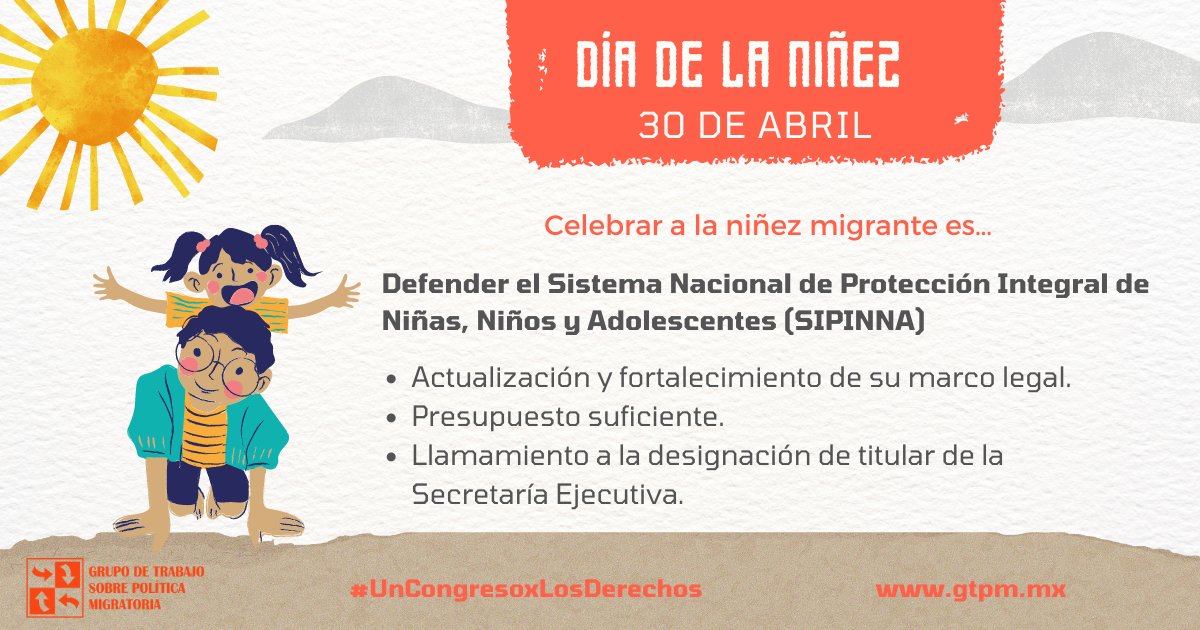 GTPM_MX's tweet photo. #30Abr La #LXVLegislatura tiene la responsabilidad de promover los derechos de la #NiñezMigrante.
#UnCongresoxLosDerechos debe garantizar la permanencia y autonomía del @SIPINNA_MX
#SonNiñxs #NOTeMetasConSIPINNA
Conoce nuestra Agenda Legislativa https://t.co/ImjcTQHqWE https://t.co/tfIKYzlo2q