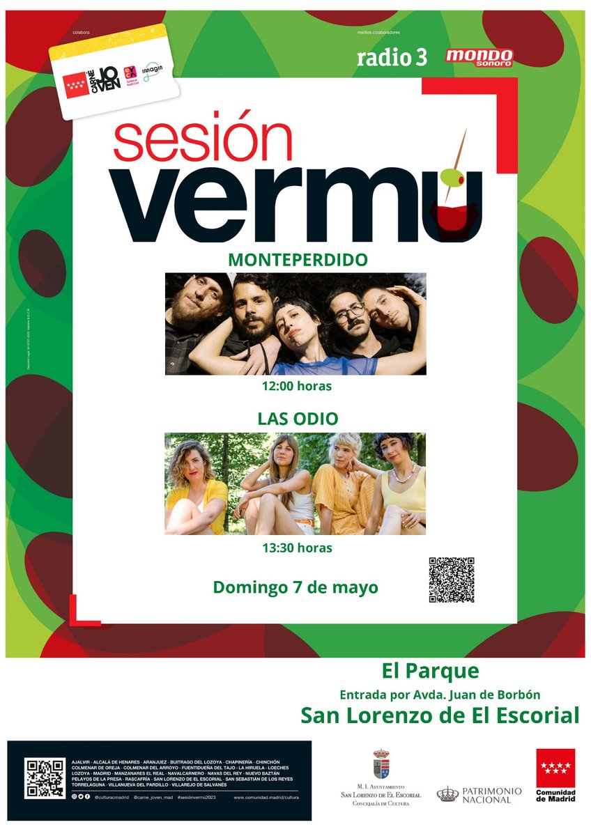 🍊 Vuelve #SesiónVernú a #SanLorenzodeElEscorial tienes doble cita este fin de semana en El Parque 🍸 <a href="/culturaaytosanl/">CulturaAytoSanLorenz</a> 💪🏻💪🏻