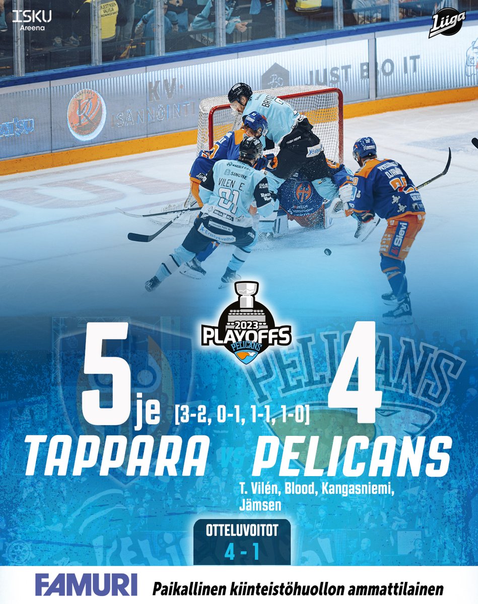 lahdenpelicans's tweet photo. Tappara on Suomen mestari kaudella 2022-23. 

Onnittelut, @Tapparaofficial! 

Ottelutuloksen tarjoaa Famuri - Paikallinen kiinteistöhuollon ammattilainen

#PelicansFi #Tappara #Liiga https://t.co/EngtOHejgB