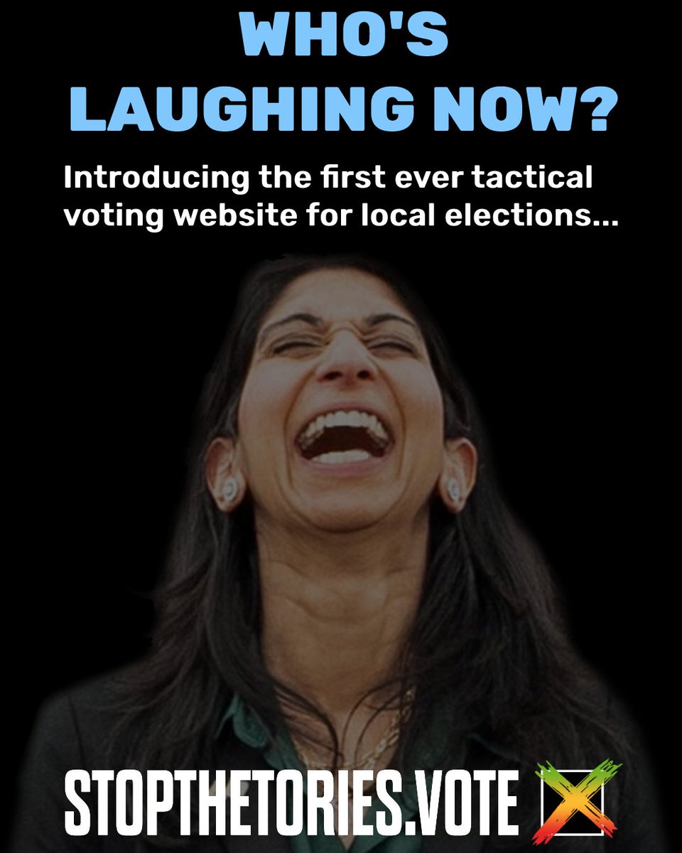 HERE IT IS!

The UK's very *first* tactical voting website for the local elections - SHARE THIS EVERYWHERE and let's get the Tories OUT!

✅ stopthetories.vote

#GTTO #StopTheTories